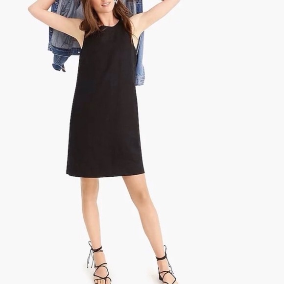 J. Crew Dresses & Skirts - J. Crew Black Button-Back Beauchamps Linen Shift Dress Size Small